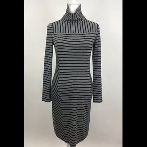 Tory Burch Mock Neck Dress Long Sleeve Gray Blk XS